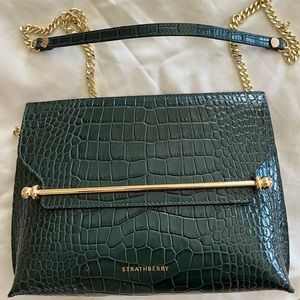 Strathberry stylist croc embossed leather shoulder bag